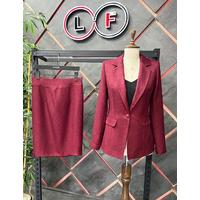 Skirted Cachet Suit Claret Red