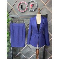 Skirted Cachet Suit Navy Blue