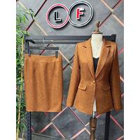 Skirted Cachet Suit Brown