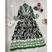 Ethnic Pattern Dress.Black