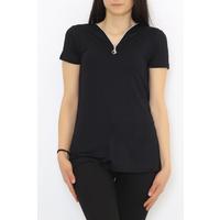 Zipper Detailed Blouse Black - 9375.139.