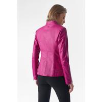 Zipper Hem Detail Leather Jacket, Fuchsia B754-NAP-FCH