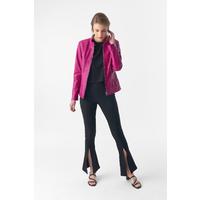 Zipper Hem Detail Leather Jacket, Fuchsia B754-NAP-FCH