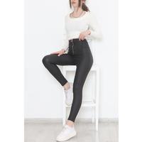 Zippered Leather Leggings Black - 4145.359.