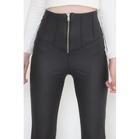 Zippered Leather Leggings Black - 4145.359.