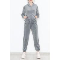 Zippered Velvet Suit Gray - 348.1287.