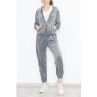 Zippered Velvet Suit Gray - 348.1287.