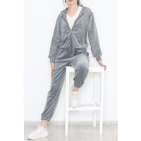 Zippered Velvet Suit Gray - 348.1287.