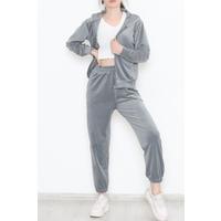 Zippered Velvet Suit Gray - 348.1287.