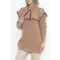 Ruffle Collar Lace Up Sweater Sütlükkahve - 4024.1577.