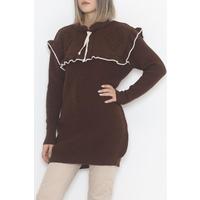 Ruffled Collar Lace Up Sweater Acıkahve - 4024.1577.