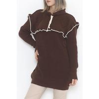 Ruffled Collar Lace Up Sweater Acıkahve - 4024.1577.