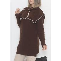 Ruffled Collar Lace Up Sweater Acıkahve - 4024.1577.