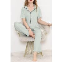 Fitilli Düğmeli Pijama Takımı Koyumint - 11403.1048.