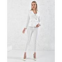 Gold Snap Button Suit White