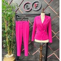 Gold Snap Button Suit Fuchsia