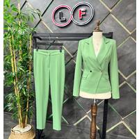 Gold Snap Button Suit Pistachio Green