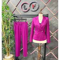 Gold Snap Button Suit Plum