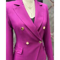 Gold Snap Button Suit Plum