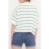 Shirt Collar Striped Knitwear Bonegreen - 11182.1323.