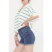 Shirt Collar Striped Knitwear Bonegreen - 11182.1323.