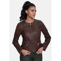 Genuine Leather Quilted Biker Jacket, Whiskey B763-NAP-WSY