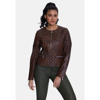 Genuine Leather Quilted Biker Jacket, Whiskey B763-NAP-WSY