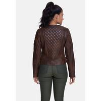 Genuine Leather Quilted Biker Jacket, Whiskey B763-NAP-WSY
