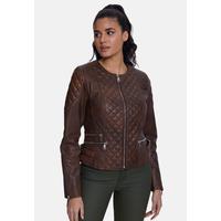 Genuine Leather Quilted Biker Jacket, Whiskey B763-NAP-WSY