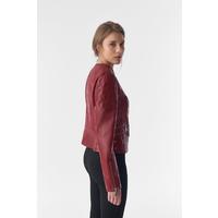 Genuine Leather Quilted Biker Jacket, Burgundy B763-NAP-BNY