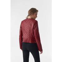 Genuine Leather Quilted Biker Jacket, Burgundy B763-NAP-BNY