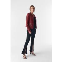 Genuine Leather Quilted Biker Jacket, Burgundy B763-NAP-BNY