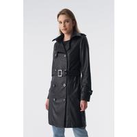 Genuine Leather Trench Coat, Black B765-NAP-BLK 