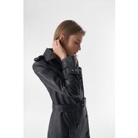 Genuine Leather Trench Coat, Black B765-NAP-BLK 