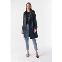 Genuine Leather Trench Coat, Black B765-NAP-BLK 