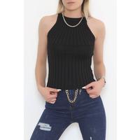 Halter Neck Ribbed Undershirt Black - 943.1019.