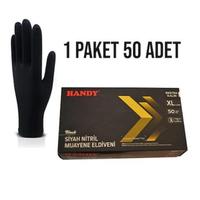 Handy Nitril Pudrasız Muayene Eldiveni Siyah Large