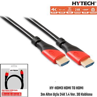 Hytech HY-HDM3 HDMI - HDMI (3 метр) 24K 1.4 Ver. 3D алтын ұшы дисплей кабелі