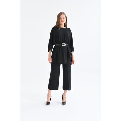 Pearl Belt Tunic Set Black