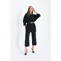 Pearl Belt Tunic Set Black