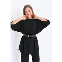 Pearl Belt Tunic Set Black