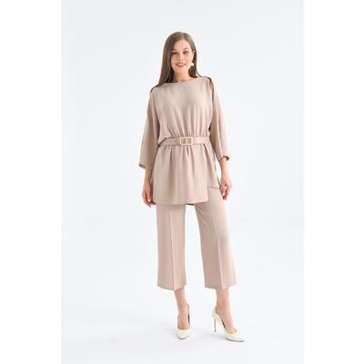 Pearl Belt Tunic Set Beige