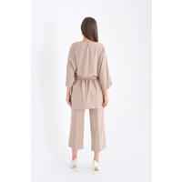 Pearl Belt Tunic Set Beige