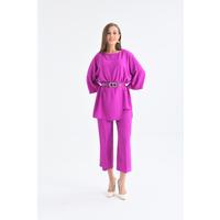 Pearl Belt Tunic Set Lilac