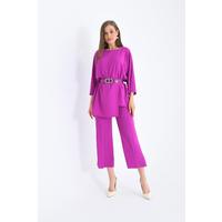 Pearl Belt Tunic Set Lilac