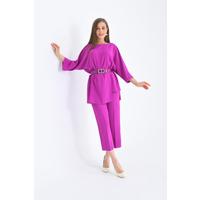 Pearl Belt Tunic Set Lilac