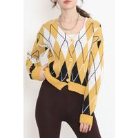 Interstitial Checkered Pattern Cardigan Mustard - 15160.1319.