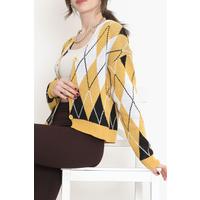 Interstitial Checkered Pattern Cardigan Mustard - 15160.1319.