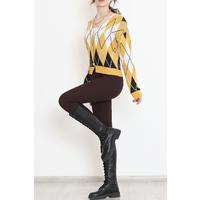 Interstitial Checkered Pattern Cardigan Mustard - 15160.1319.