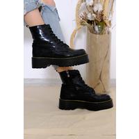 Thick Sole Boots Black Patent Leather - 10159.264.